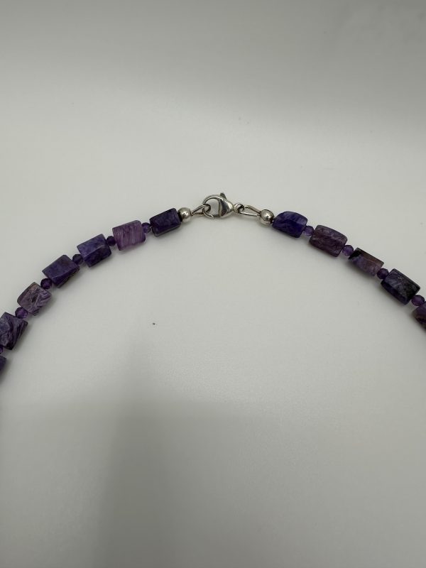 Charoit mit Amethystanhänger Halskette – Bild 2
