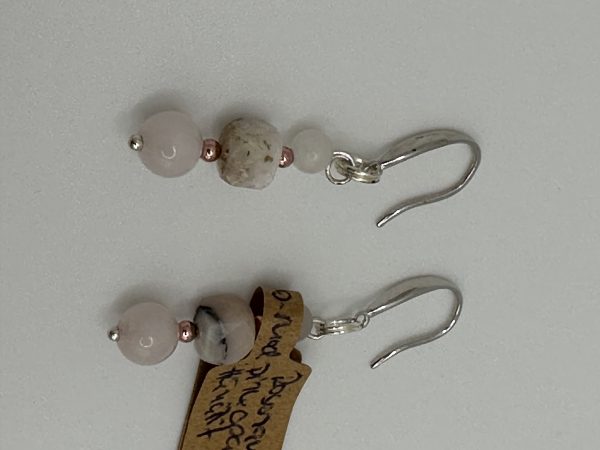 Rosenquarz mit pink Opal Ohrringe – Bild 2