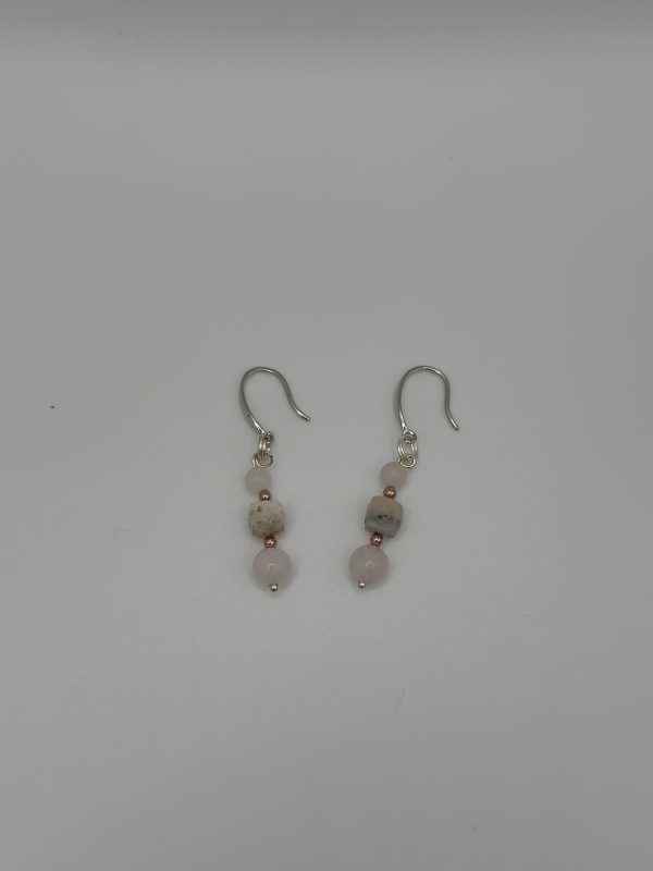 Rosenquarz mit pink Opal Ohrringe – Bild 3