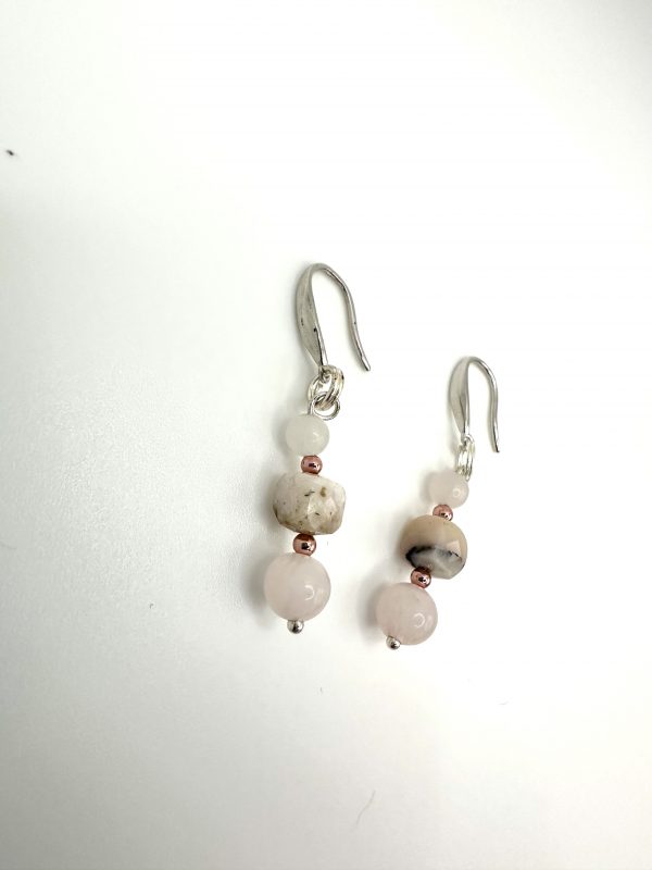 Rosenquarz mit pink Opal Ohrringe