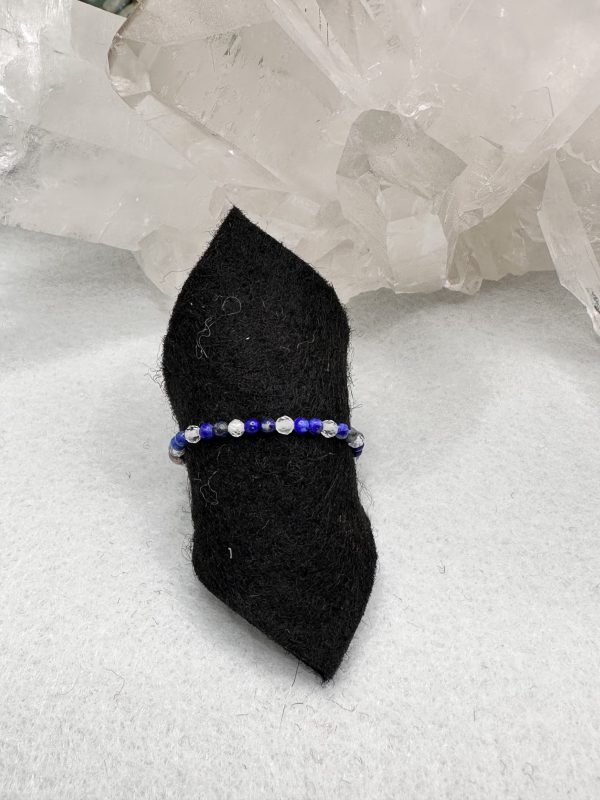 Lapislazuli mit Bergkristall Ring Umfang 59 mm