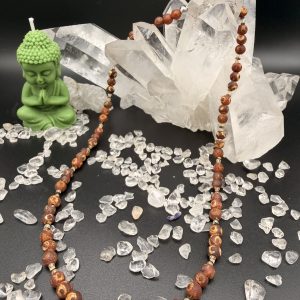 Tibetischer Achat mit Zirkon und Hämatit - Kette