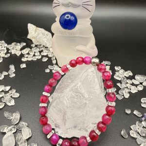 Achat (Rubin Fuchsia) mit Bergkristall Kinderarmband