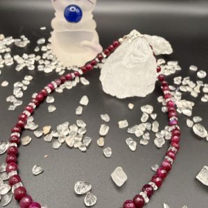 Achat (Rubin Fuchsia) mit Bergkristall Kinderkette