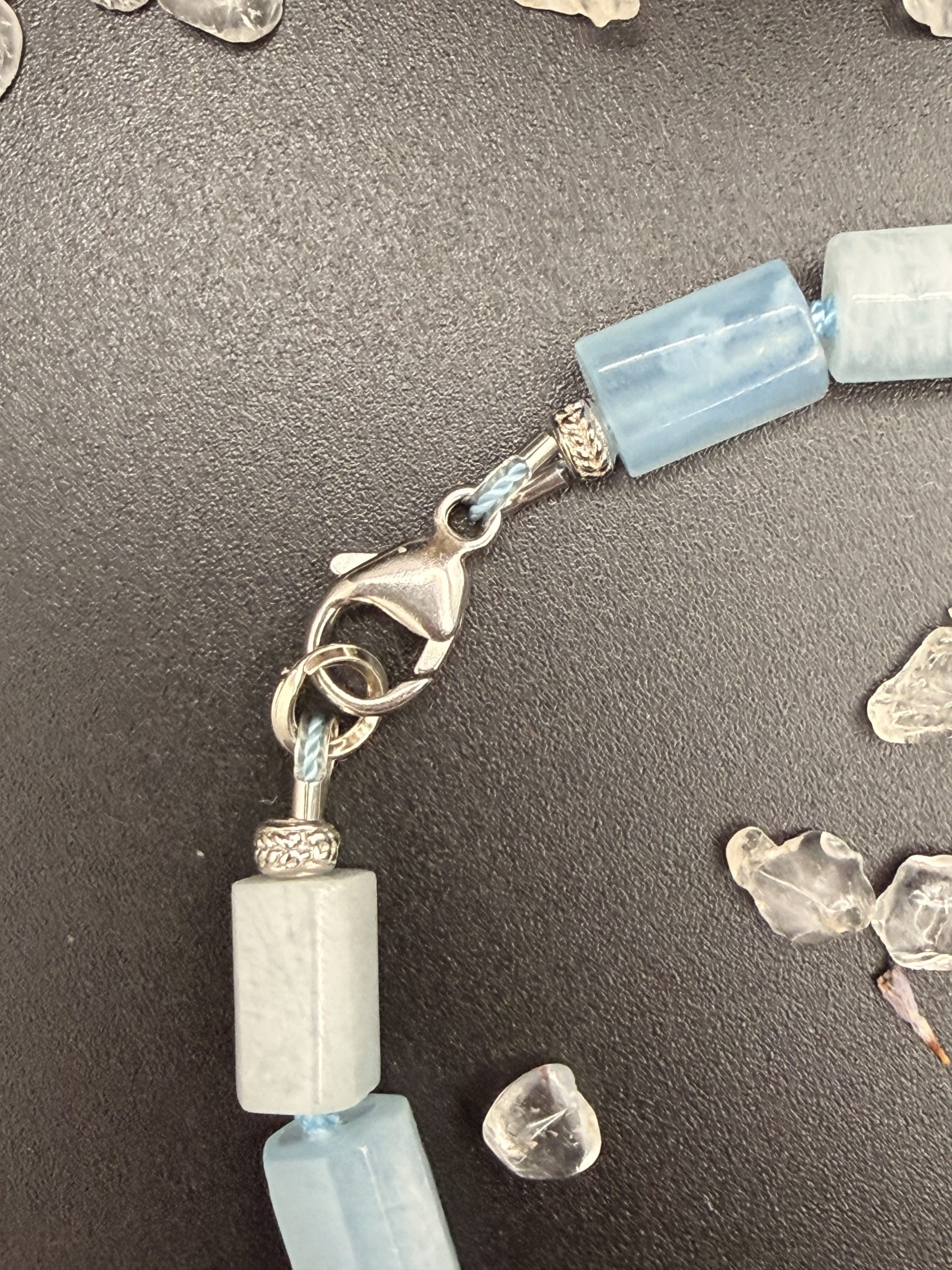 Aquamarinkette mit Silber "Draht" Kugeln 6 Aquamarinkette mit Silber "Draht" Kugeln – Bild 6